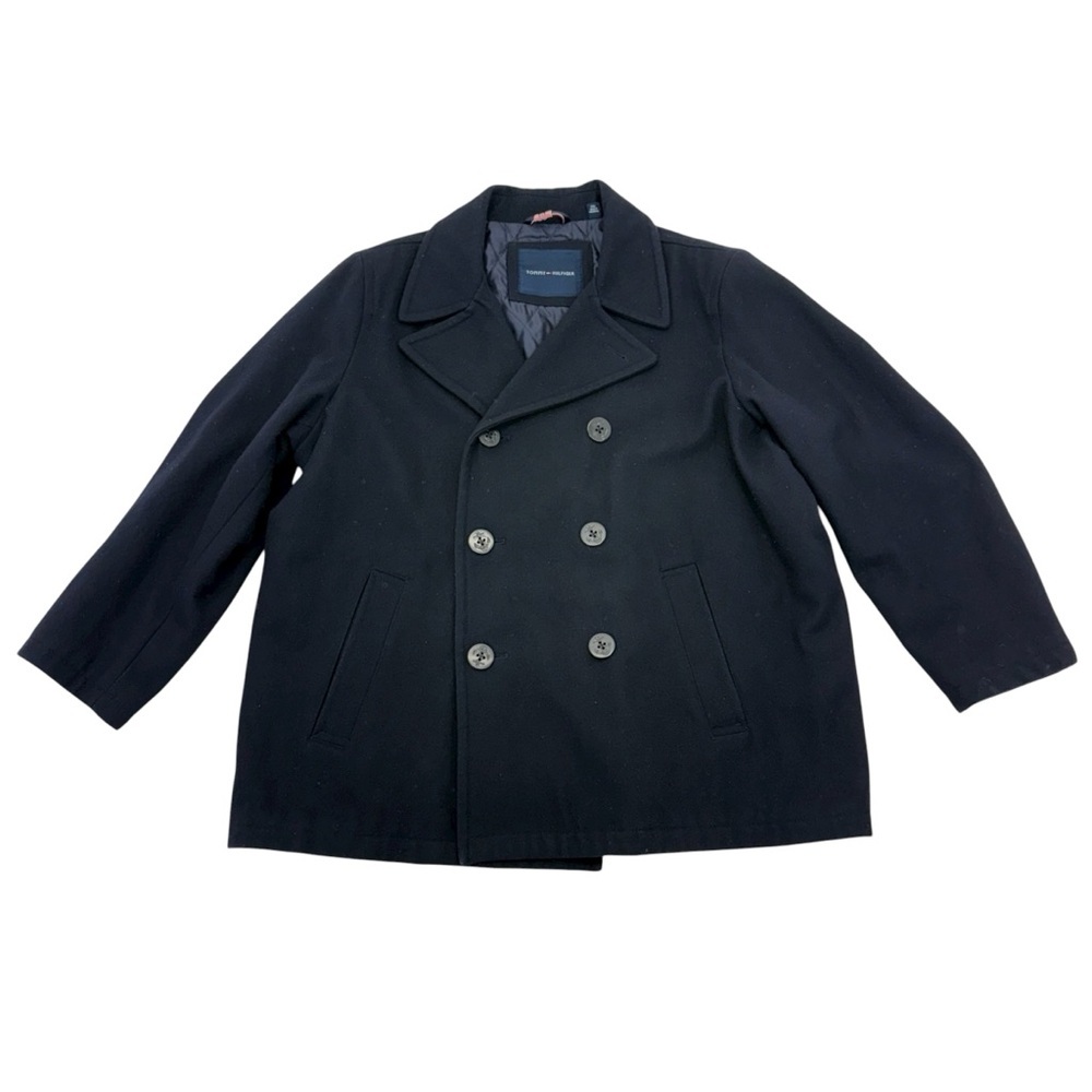 Tommy Hilfiger Wool Blend Pea Coat 2XL Blue - Picture 2 of 16